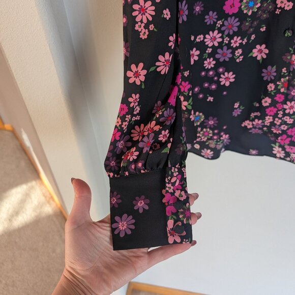 Kate Spade Bora Flora Long Sleevel Floral Top Blouse Size Large - Picture 5 of 14